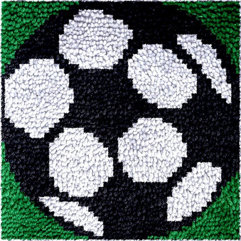 Numptain Latch Hook Kits for Adults,DIY Rug Crafts Football Pattern Color Printed Canvas,Latch Hook Kits for Beginners Handmade Needlework Crafts Home Decoration,12"x12"NT1 - Image 1